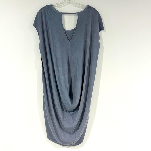 Errant Dee Dee Blue Back Drape Cut Out Relaxed Short Sleeve Minimalist Dress M - Picture 1 of 6